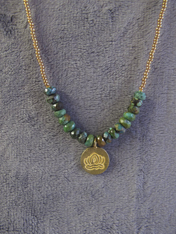 turquoise choker with lotus charm turquoise choker with lotus charm
