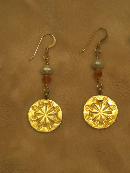 These wheel of life earrings are 24kt gold over sterling
