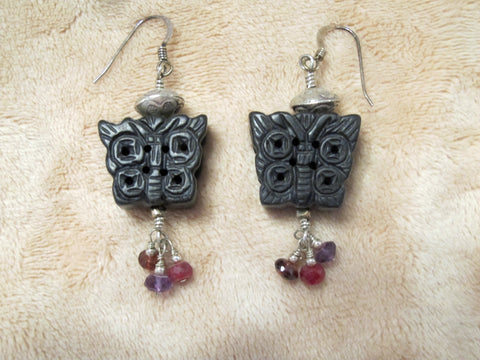 Black onyx butterfly earrings